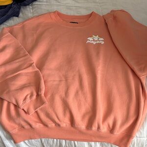 PLAYBOY Coral Crewneck Sweatshirt with Bunny Logo